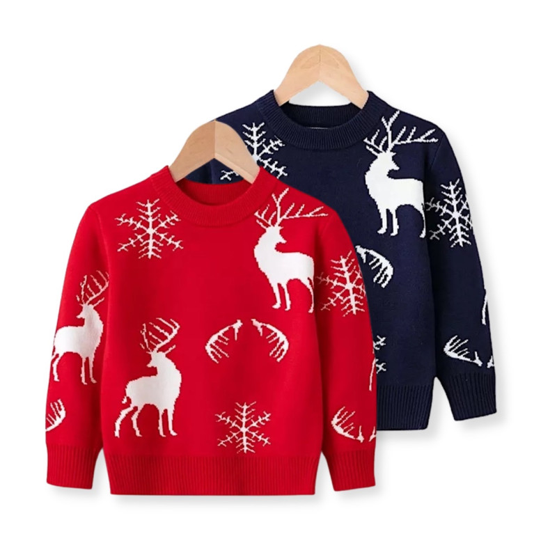 2Y-6Y Snowflake Elk Sweater Toddler kids Winter Knit Top